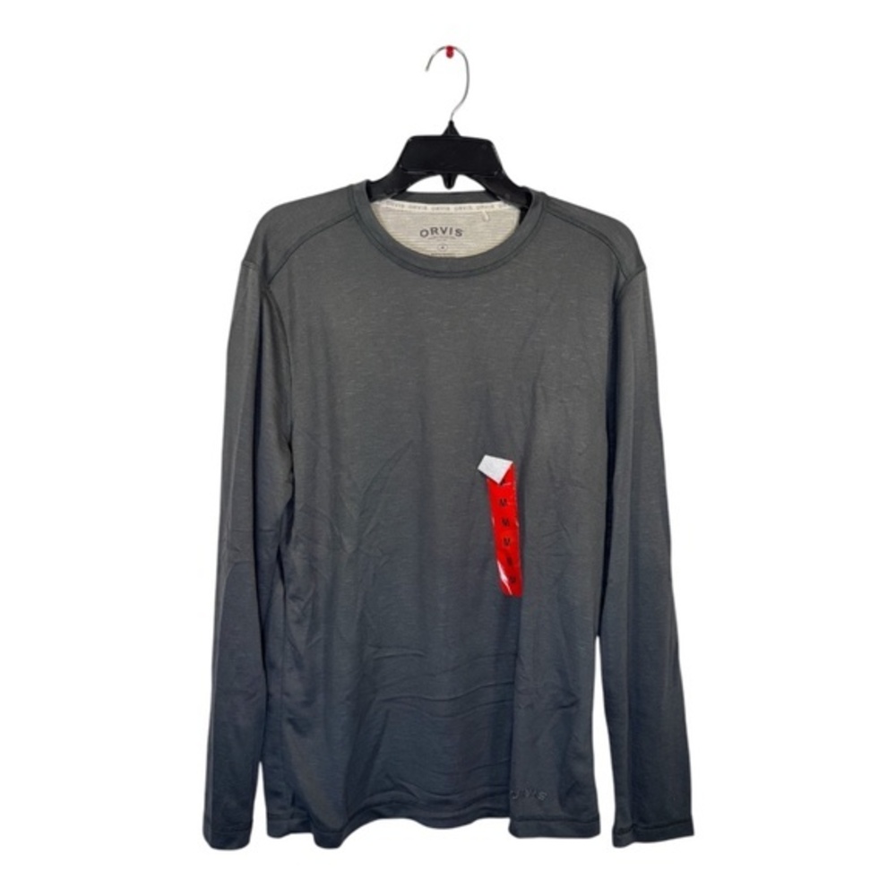 Orvis Shirt Mens Size Medium Gray Long Sleeve Crew Neck Classic Collection